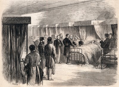 Hotel Dieu, Parijs, Frankrijk: Napoleon III bezoekt de choleralijders in 1865. door French School